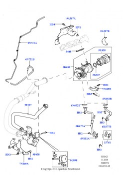 Турбокомпрессор (Правая сторона - Вспомогательный, 3.0 V6 D Gen2 Twin Turbo, 3,0 л 24 клап. V6 турбо дизель, станд. поток, 3,0 V6-гибридн.электр.дизельн.двиг., Дизель 3,0 л 24V DOH