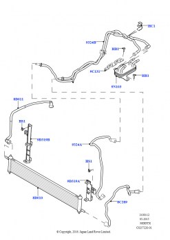 Охладитель топлива в сборе (3.0 V6 D Gen2 Twin Turbo, 8-ступенч.авто.кор.пер.ZF 8HP70 4WD, 3.0 V6 D Gen2 Mono Turbo, 8-ступенч.авто.кор.пер.ZF 8HP70 4WD)
