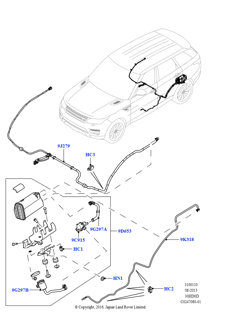 Топливные магистрали (Задний, 3.0L DOHC GDI SC V6 БЕНЗИНОВЫЙ, (+)"KOR", 3.0L DOHC GDI SC V6 БЕНЗИНОВЫЙ, (+)"CDN/MEX/USA")