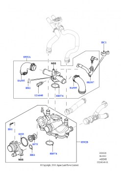 Термостат/корпус и сопут.элементы (4.4L DOHC DITC V8 Diesel)