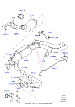 Система выпуска (Передний, 4.4L DOHC DITC V8 Diesel, Этап V плюс DPF, С фильтр.тверд.прод.сгор. диз.топ.)