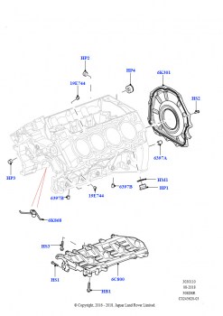 Блок цилиндров и заглушки (5,0 л OHC SGDI SC V8 бензин - AJ133, 5.0 бензиновый AJ133 DOHC CDA, 5.0L P AJ133 DOHC CDA S/C Enhanced)