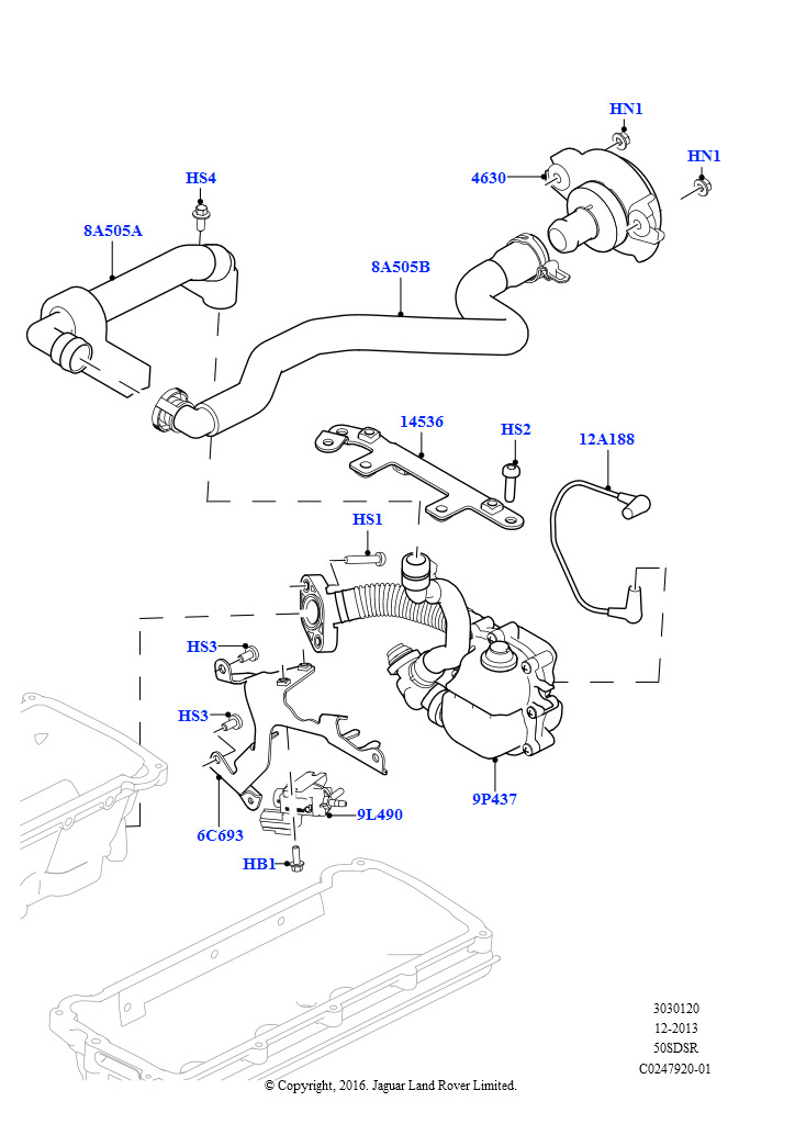 Схема: Впускной коллектор (Symposer (резонатор), 5,0 л OHC SGDI SC V8 бензин - AJ133)