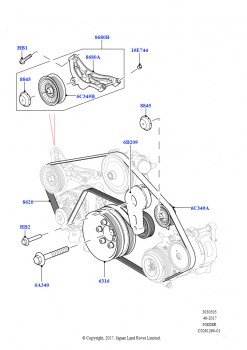 Шкивы и приводные ремни (Первичный привод, 5.0L P AJ133 DOHC CDA S/C Enhanced, С подвеской ACE, 5.0 бензиновый AJ133 DOHC CDA, С подвеской ACE)