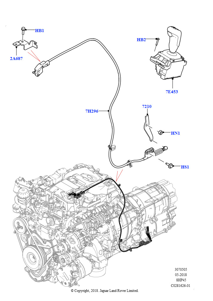 Схема: Перекл.пер.-Автомат.кор.пер. (2,0 л I4 High DOHC AJ200, бензин, 8-ступенчатая АКПП ZF 8HP45)