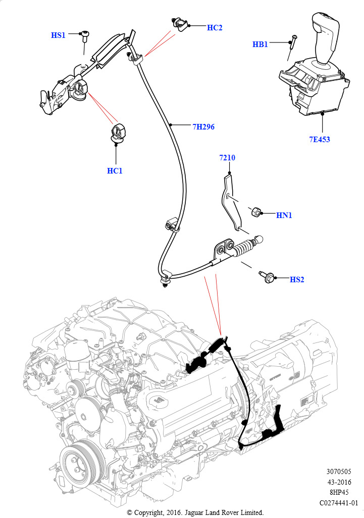 Схема: Перекл.пер.-Автомат.кор.пер. (3.0L DOHC GDI SC V6 БЕНЗИНОВЫЙ, 8-ступенчатая АКПП ZF 8HP45)