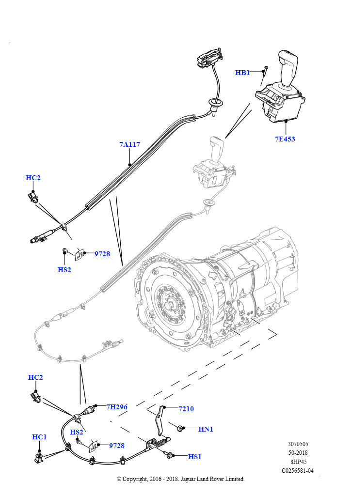 Схема: Перекл.пер.-Автомат.кор.пер. (8-ступенчатая АКПП ZF 8HP45)