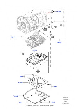 Внешние элементы коробки передач (Сборка на заводе в г. Солихалл, 4.4L DOHC DITC V8 Diesel, 8-ступенч.авто.кор.пер.ZF 8HP70 4WD, 5,0 л OHC SGDI NA V8 бензин - AJ133, 8-ступенч.авто.ко