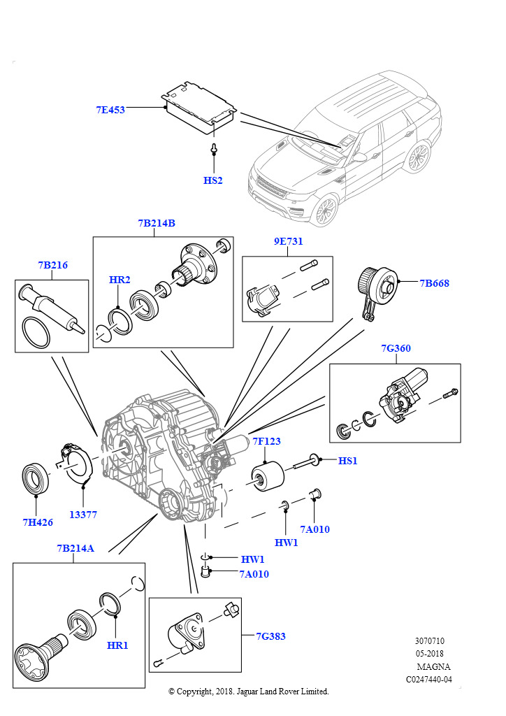 Элементы раздаточной коробки (8-ступенчат. АКПП ZF 8HP70 HEV 4WD, С 2-ступенч.раздат.кор. с Ctrl Trac, 8-ступенч.авто.кор.пер.ZF 8HP70 4WD, С 2-ступенч.раздат.кор. с Ctrl Trac, 8-с