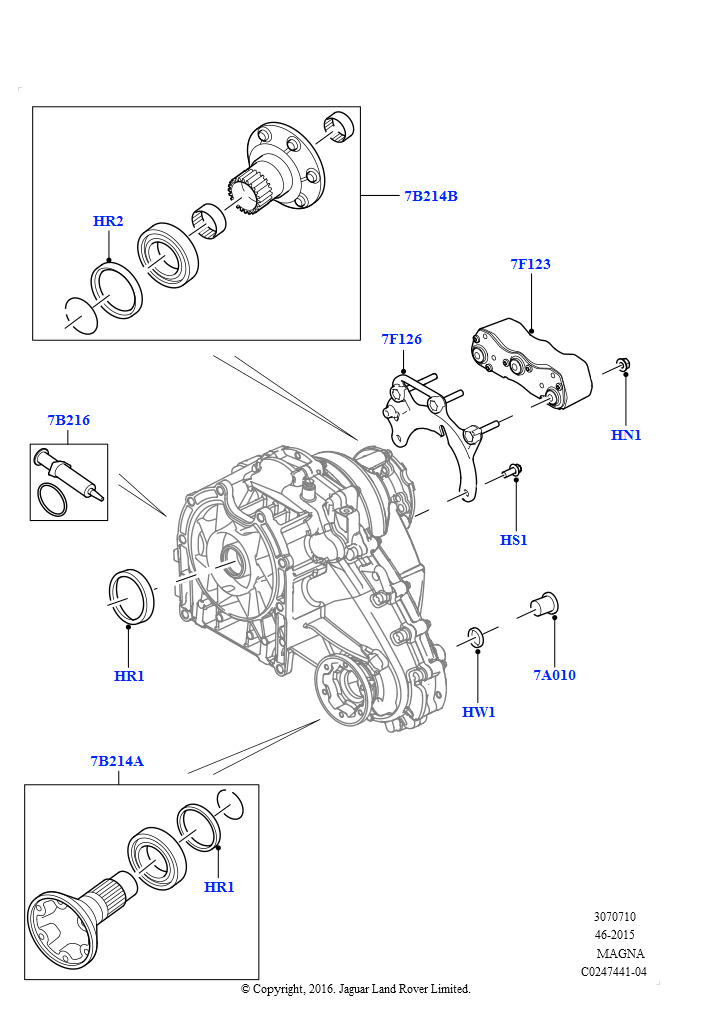 Элементы раздаточной коробки (8-ступенчатая АКПП ZF 8HP45, С 1-ступенчатой раздаточн.коробкой, 8-ступенч.авто.кор.пер.ZF 8HP70 4WD, С 1-ступенчатой раздаточн.коробкой)