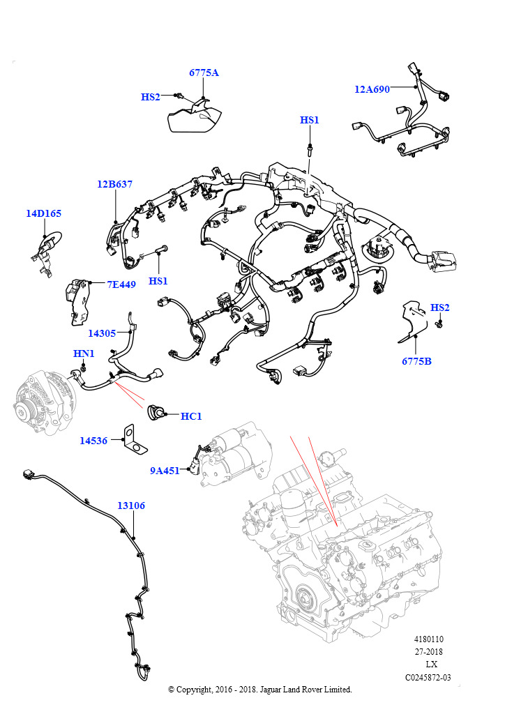 Схема: Электропр.на двигат.и перегородке (3.0L DOHC GDI SC V6 БЕНЗИНОВЫЙ)