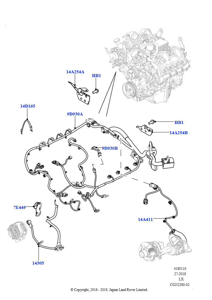 Схема: Электропр.на двигат.и перегородке (4.4L DOHC DITC V8 Diesel)