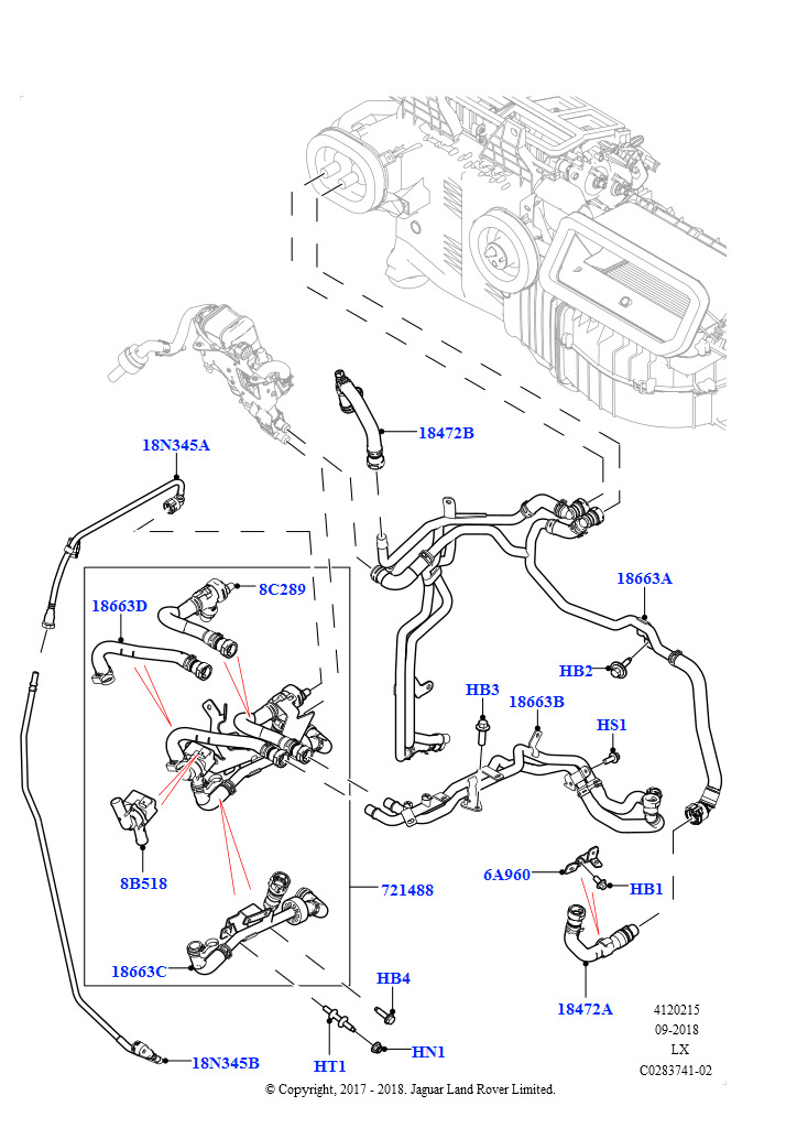 Шланги отопителя (Передний, 2,0 л I4 High DOHC AJ200, бензин, С отопителем, работающим на топливе, Передн./задн.кондиционер выс.серии)