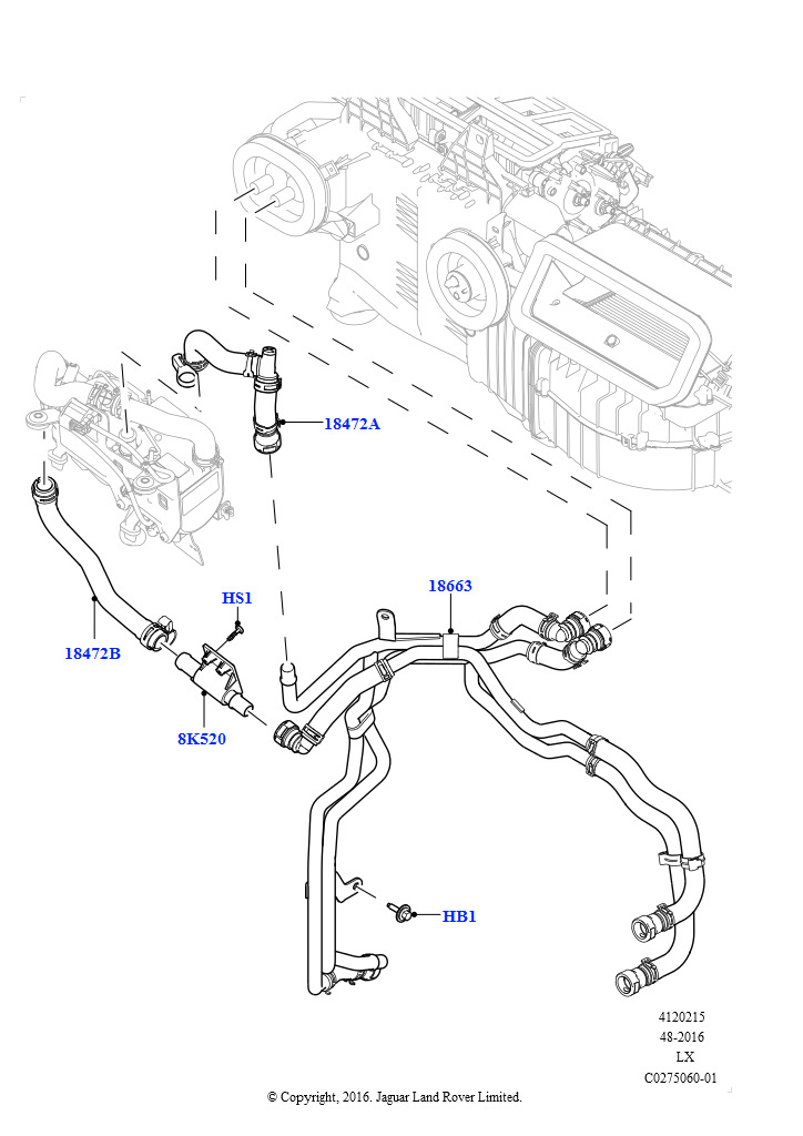 Шланги отопителя (Передний, 2.0L I4 DSL HIGH DOHC AJ200, С отопителем, работающим на топливе, Передн./задн.кондиционер выс.серии, Без парковочного отопителя)