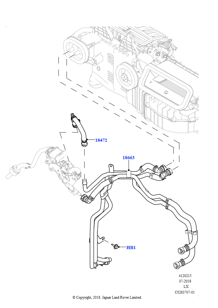 Шланги отопителя (Передний, 2.0L I4 DSL HIGH DOHC AJ200, С отопителем, работающим на топливе, Передн./задн.кондиционер выс.серии, Без парковочного отопителя)