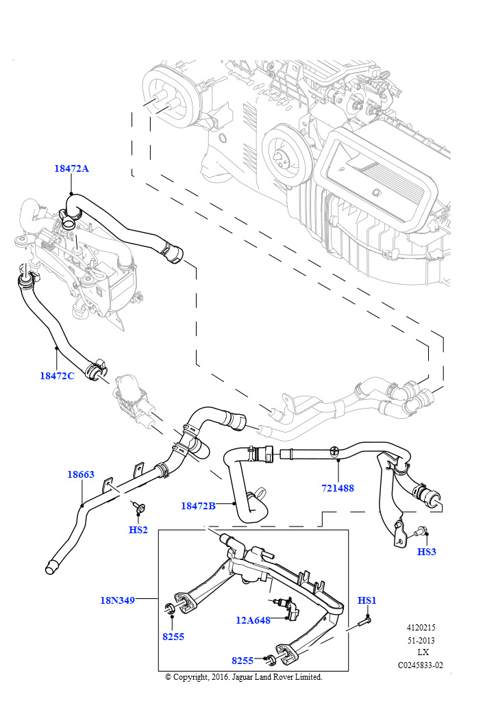 Шланги отопителя (Передний, 3.0L DOHC GDI SC V6 БЕНЗИНОВЫЙ)