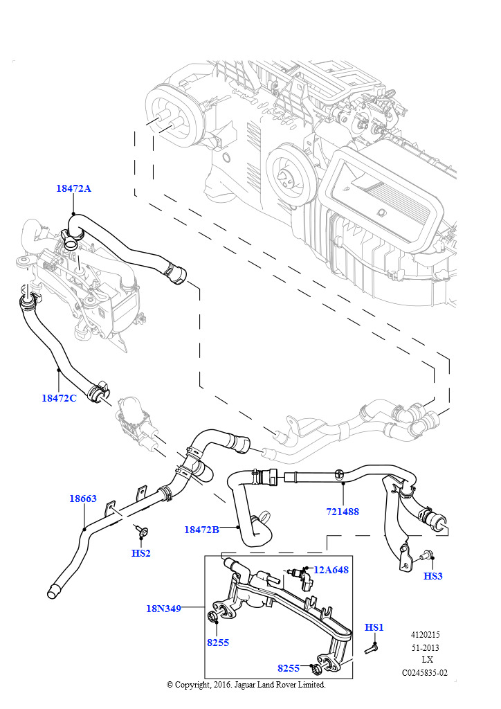 Шланги отопителя (Передний, 5,0 л OHC SGDI SC V8 бензин - AJ133)