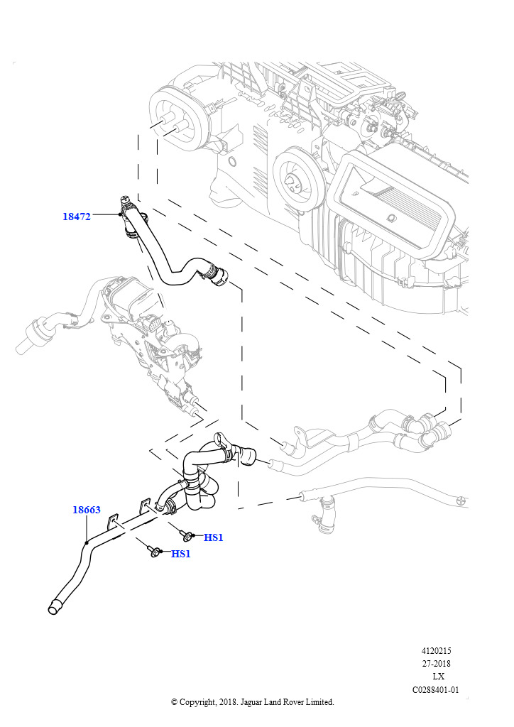 Шланги отопителя (Передний, Дизельный 3,0 V6, Топл.отопит.с функц. стоян.отоплен., Дизельный 3,0 V6, Подогр.топл.с парк.отопителем и д/у)