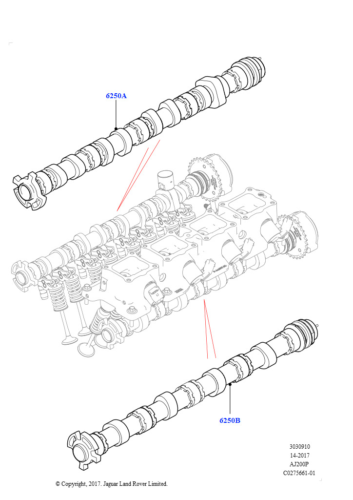 Распределительный Вал (Сборка на заводе в г. Солихалл, 2,0 л I4 High DOHC AJ200, бензин, 2.0L AJ200P Hi PHEV, 2,0 л I4 Mid DOHC AJ200, бензин)