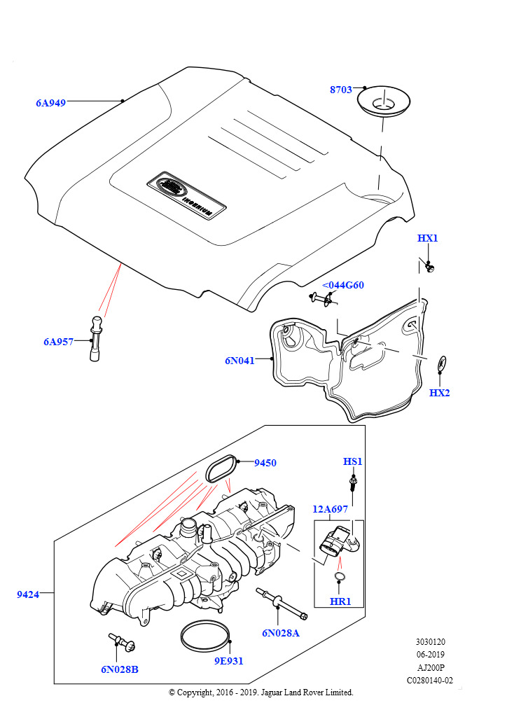 Впускной коллектор (Сборка на заводе в г. Солихалл, 2.0L AJ200P Hi PHEV, 2,0 л I4 High DOHC AJ200, бензин)