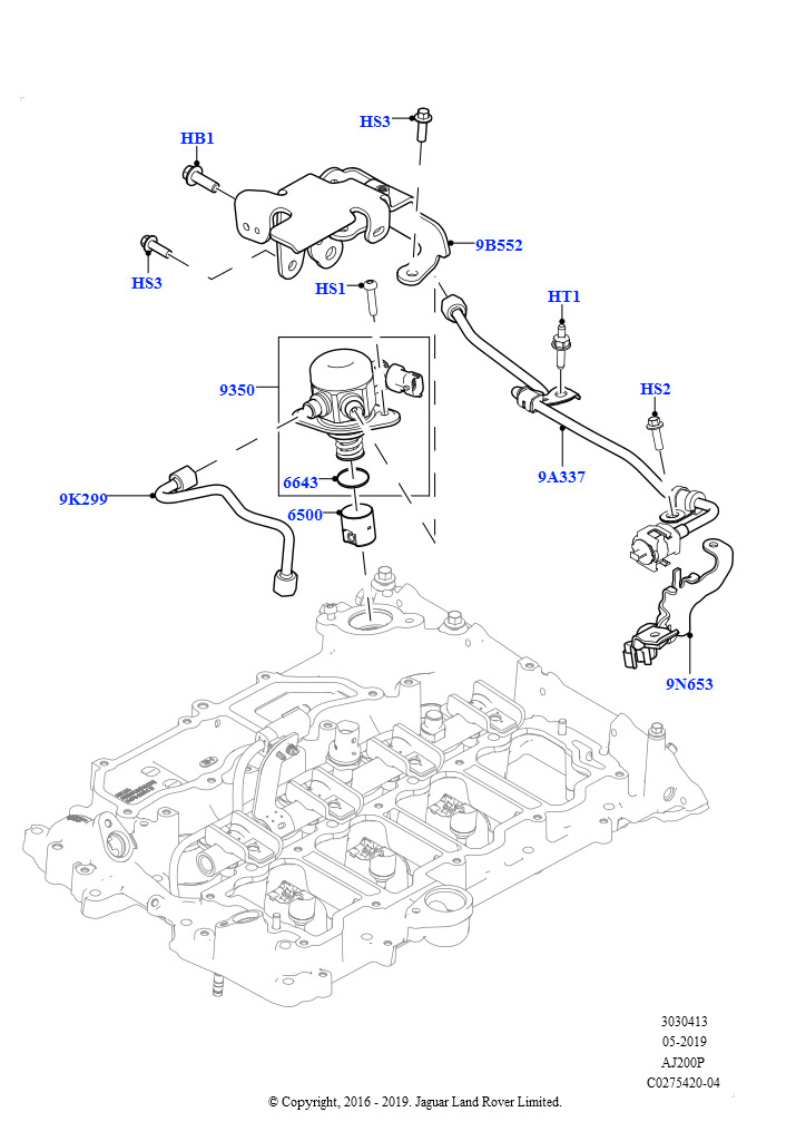 ТНВД, установл. на двигат. (Сборка на заводе в г. Солихалл, 2,0 л I4 High DOHC AJ200, бензин, 2.0L AJ200P Hi PHEV, 2,0 л I4 Mid DOHC AJ200, бензин)