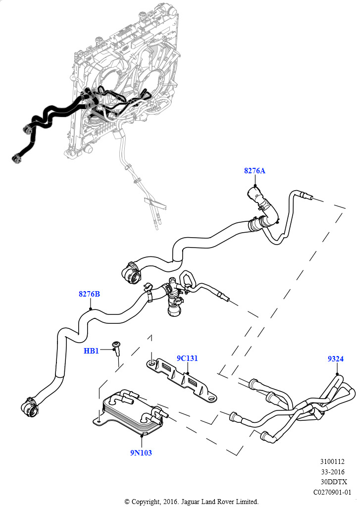 Охладитель топлива в сборе (Сборка на заводе в г. Солихалл, 3.0 V6 D Low MT ROW, 3.0 V6 D Gen2 Mono Turbo, 3.0 V6 D Gen2 Twin Turbo)