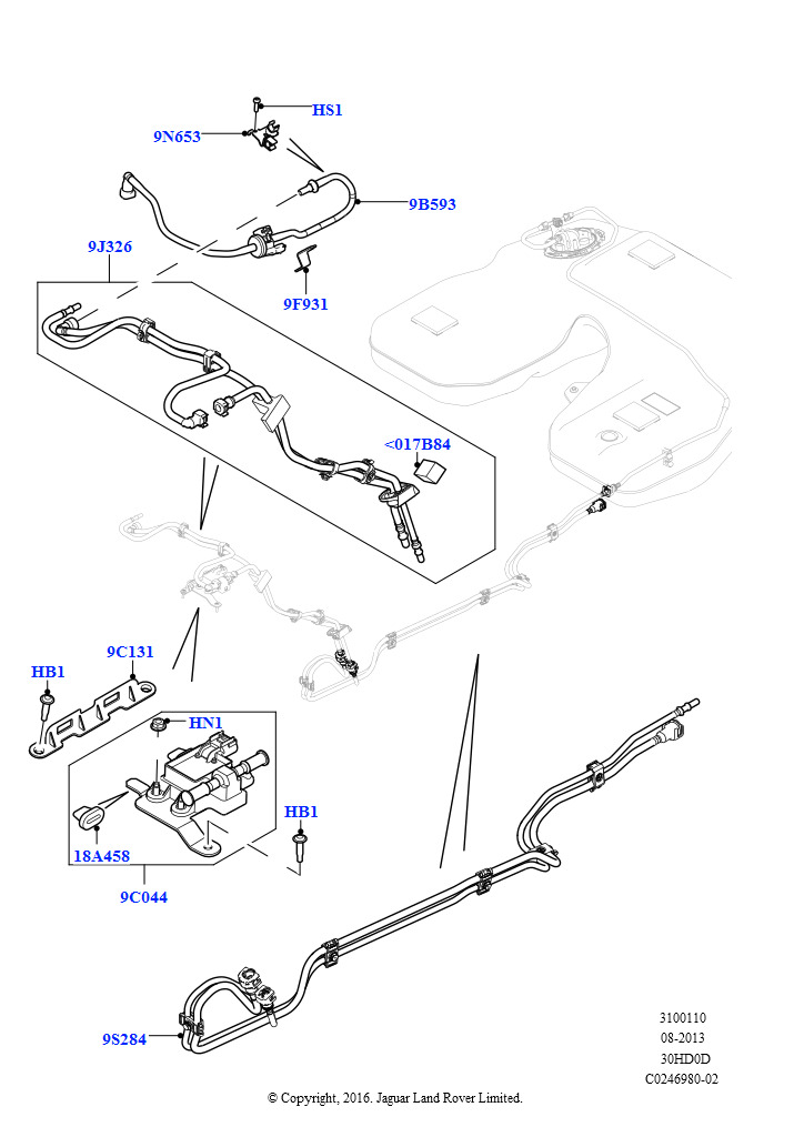 Топливные магистрали (Передний, 3.0L DOHC GDI SC V6 БЕНЗИНОВЫЙ, (+)"CDN/USA", Топливо FFV-(этанол), 3.0L DOHC GDI SC V6 БЕНЗИНОВЫЙ, (+)"KOR", Топливо FFV-(этанол))