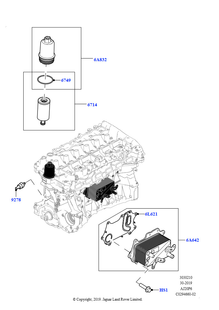 Масляный радиатор и фильтр (3.0L AJ20P6 Petrol High)