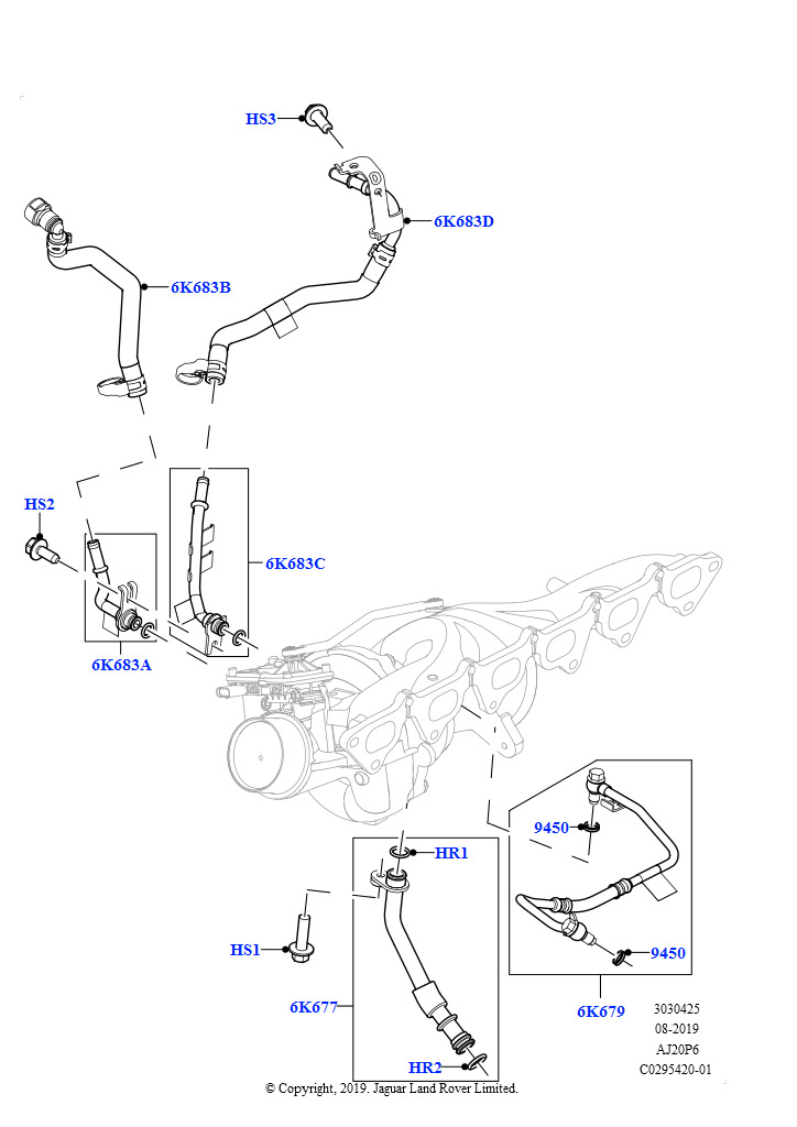 Турбокомпрессор (Смазка и охлаждение, 3.0L AJ20P6 Petrol High)