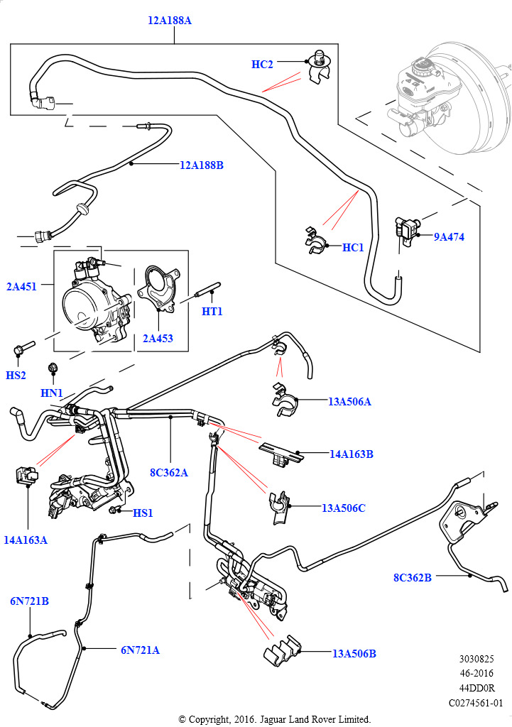 Схема: Вакуумное управл. и впуск воздуха (4.4L DOHC DITC V8 Diesel, LHD)