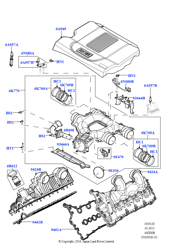 Схема: Впускной коллектор (4.4L DOHC DITC V8 Diesel)