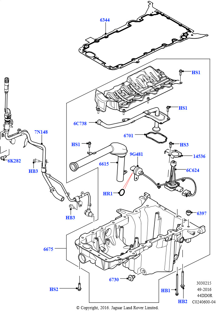 Масл. картер/указат. уровня масла (4.4L DOHC DITC V8 Diesel)