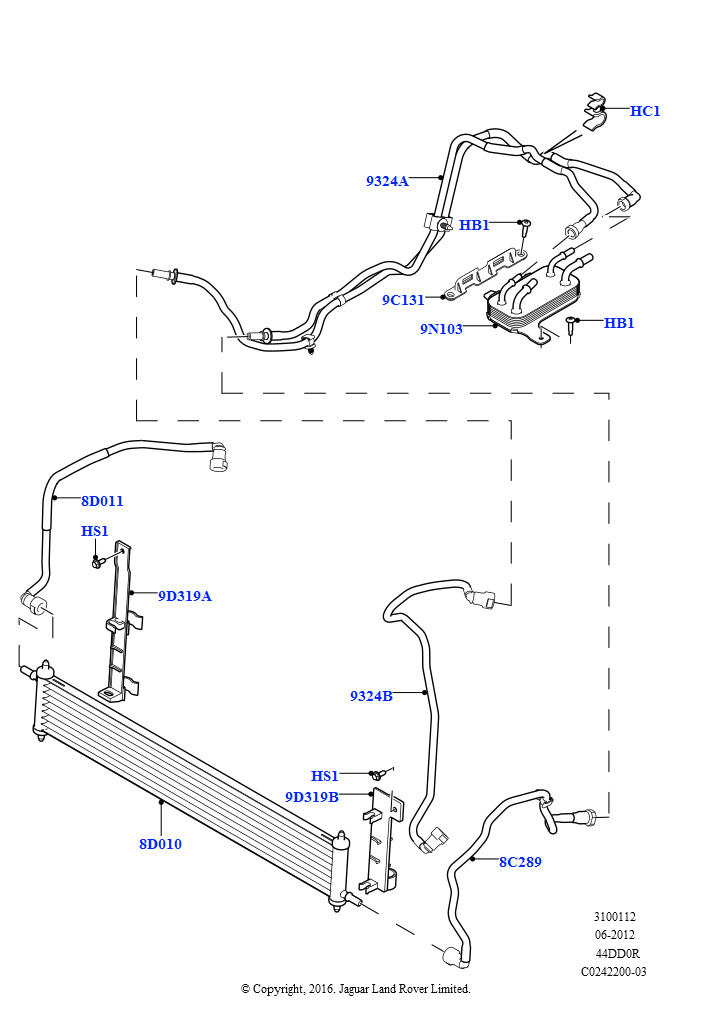 Схема: Охладитель топлива в сборе (4.4L DOHC DITC V8 Diesel)