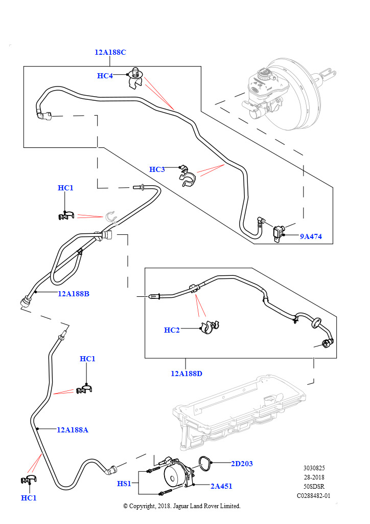 Схема: Вакуумное управл. и впуск воздуха (5.0 бензиновый AJ133 DOHC CDA, LHD, 5.0L P AJ133 DOHC CDA S/C Enhanced, LHD)