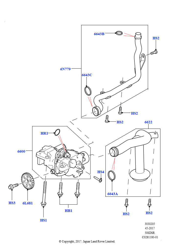 Схема: Масляный насос (5.0 бензиновый AJ133 DOHC CDA, 5.0L P AJ133 DOHC CDA S/C Enhanced)