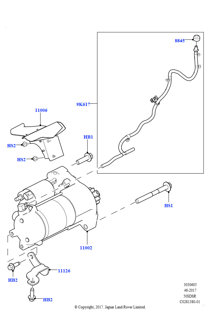 Схема: Стартер - 5.0L P AJ133 DOHC CDA S/C c Системой запуска-останова