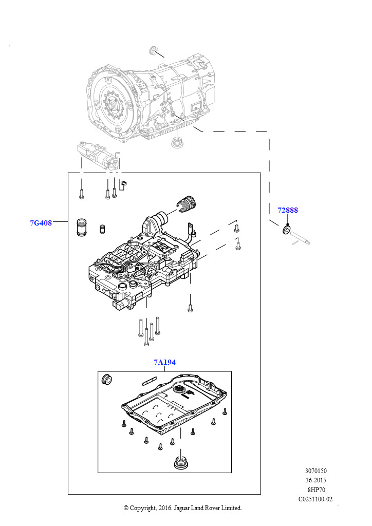 Схема: Блок клапанов и поддон АКПП  ZF 8HP70