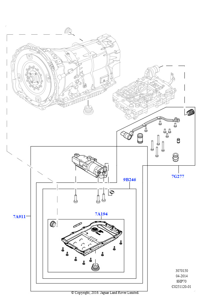 Схема: Электрический масляный насос и поддон  АКПП ZF 8HP70