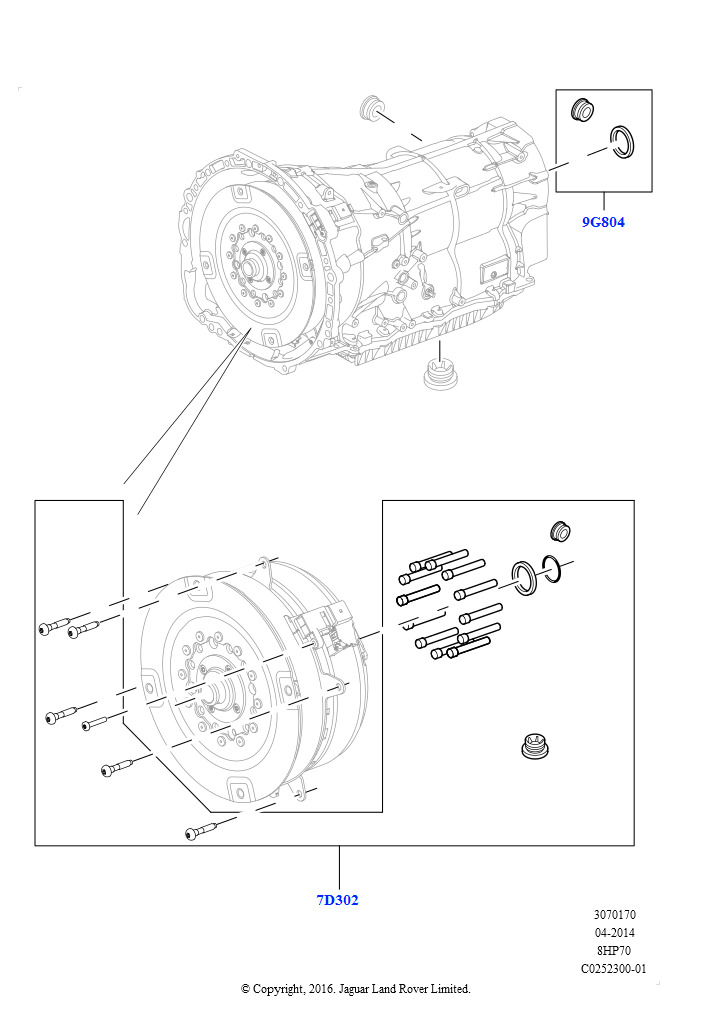 Схема: Гибридные приводные модули (Уплотнительные элементы, 3.0 V6 D Gen2 Twin Turbo, 8-ступенчат. АКПП ZF 8HP70 HEV 4WD, 3,0 V6-гибридн.электр.дизельн.двиг., 8-ступенчат. АКПП ZF 8HP70 H
