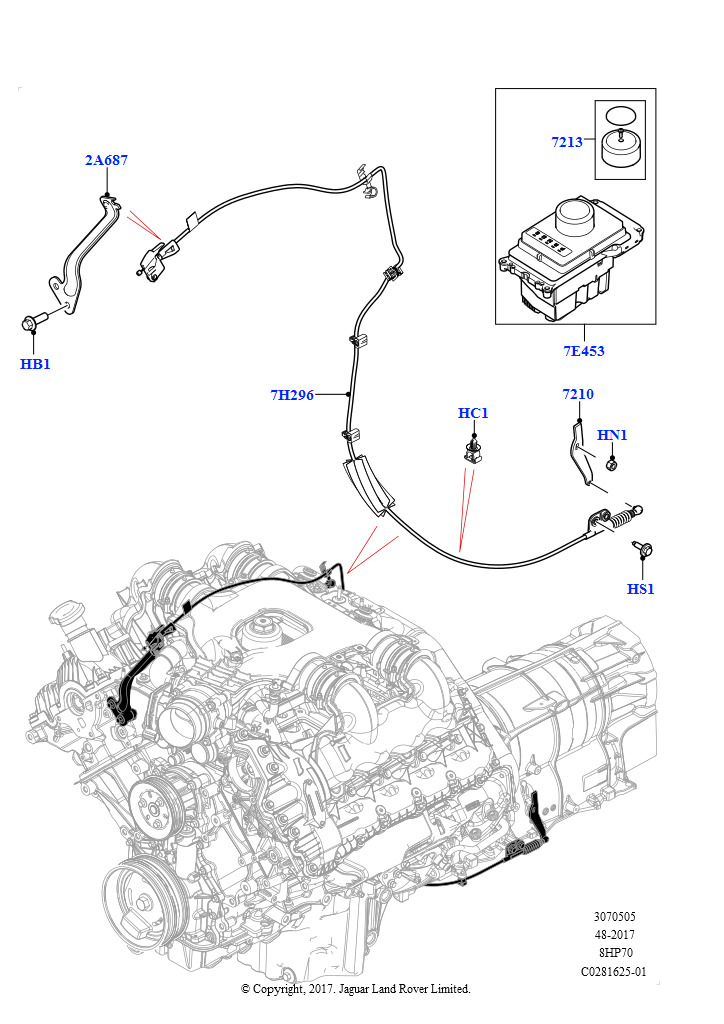 Схема: Перекл.пер.-Автомат.кор.пер. (4.4L DOHC DITC V8 Diesel, 8-ступенч.авто.кор.пер.ZF 8HP70 4WD)
