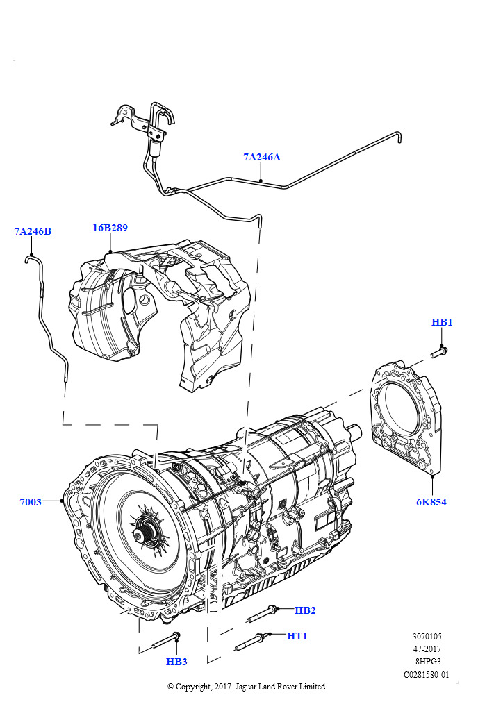 Схема: АКПП в сборе и привод спидометра (8HP Gen3 Hybrid Trans)