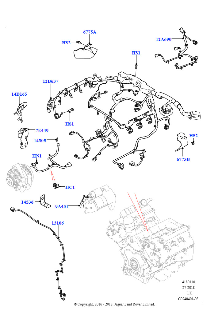 Схема: Электропр.на двигат.и перегородке (3.0L DOHC GDI SC V6 БЕНЗИНОВЫЙ)