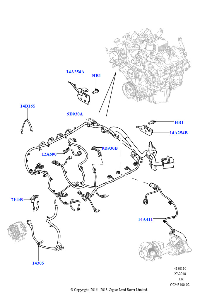 Схема: Электропр.на двигат.и перегородке (4.4L DOHC DITC V8 Diesel)