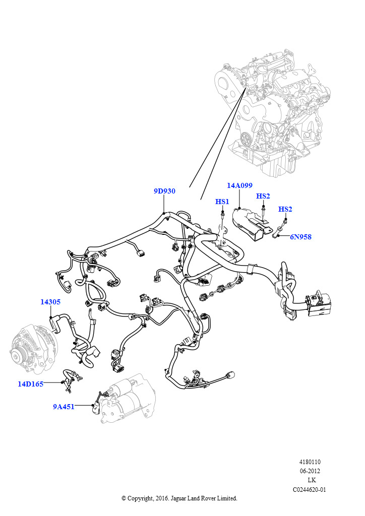 Схема: Электропр.на двигат.и перегородке (Дизель 3,0 л 24V DOHC V6 TC, 3,0 л 24 клап. V6 турбо дизель, станд. поток)