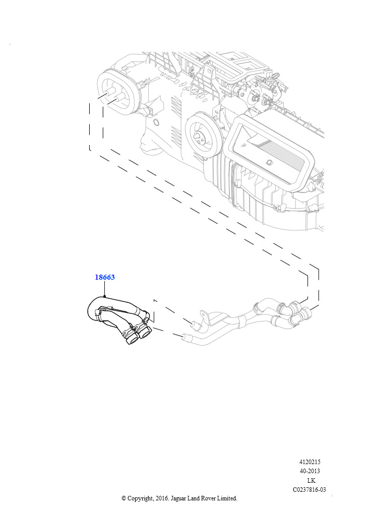 Шланги отопителя (Передний, 4.4L DOHC DITC V8 Diesel, Без отопителя, 4.4L DOHC DITC V8 Diesel, С отопителем PTC, 4.4L DOHC DITC V8 Diesel, С подогревателем свежего воздуха)