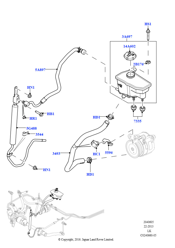 Схема: Система актив.стабилизатора устойч. (Бачок, Охладитель, 4.4L DOHC DITC V8 Diesel)