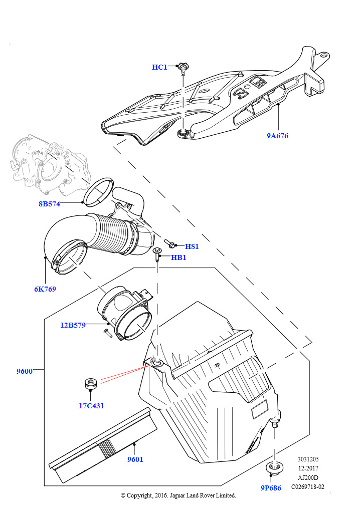 Воздушный фильтр (2,0 л I4 DSL MID DOHC AJ200, Страна изготовления — Бразилия, 2.0L I4 DSL HIGH DOHC AJ200, Страна изготовления — Бразилия)