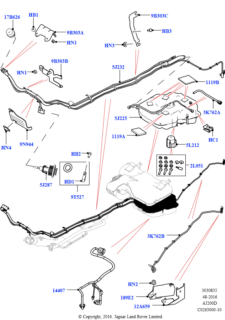 Подача мочевины в систему выпуска (2,0 л I4 DSL MID DOHC AJ200, С баком реагента системы диз.двиг., 2.0L I4 DSL HIGH DOHC AJ200, С баком реагента системы диз.двиг.)
