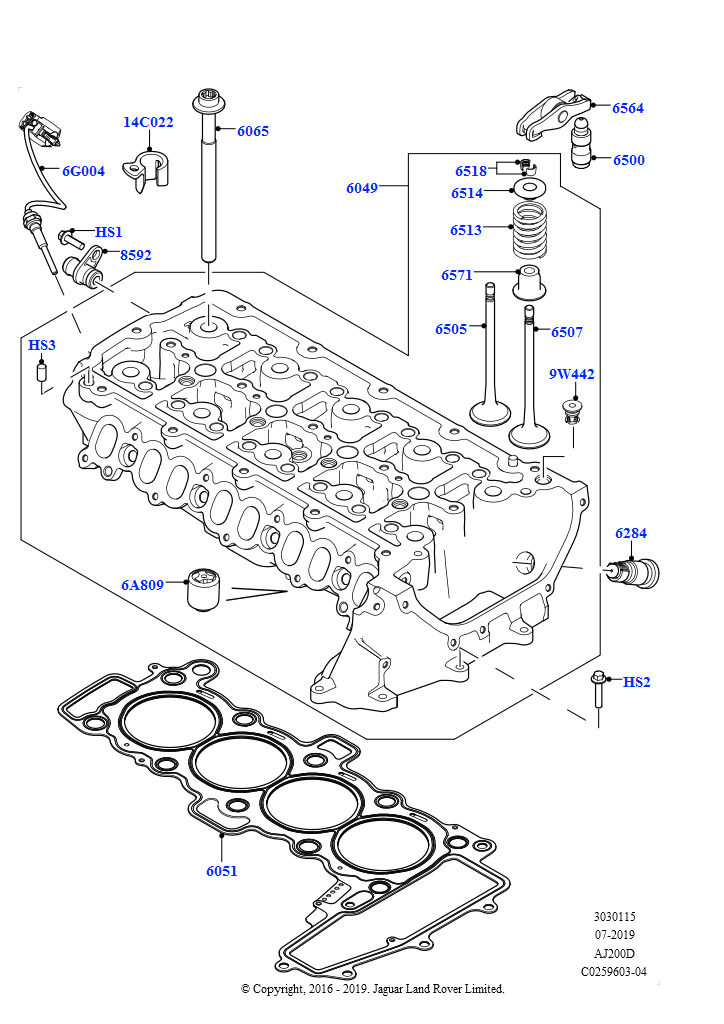 Головка цилиндров (2,0 л I4 DSL MID DOHC AJ200, Сборочный завод Хэйлвуд, 2.0L I4 DSL HIGH DOHC AJ200, Сборочный завод Хэйлвуд)