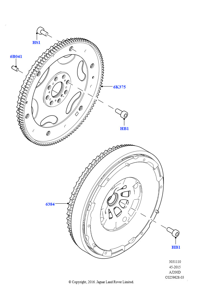 Маховик (2,0 л I4 DSL MID DOHC AJ200, Сборочный завод Хэйлвуд, 2.0L I4 DSL HIGH DOHC AJ200, Сборочный завод Хэйлвуд)